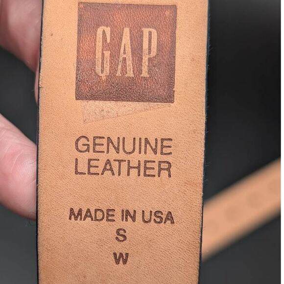GAP Belt Womens Small Blue Leather Brass Buckle Hair Fur Made in USA Vtg 1990s main image 5